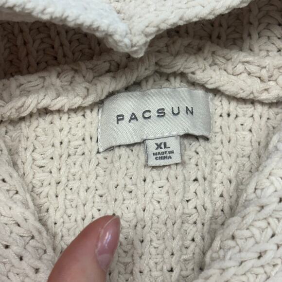 Pacsun 96 Cream Red Womens XL Chunky Waffle Knit Sweater Hooded Pullover Sweater - Picture 6 of 8
